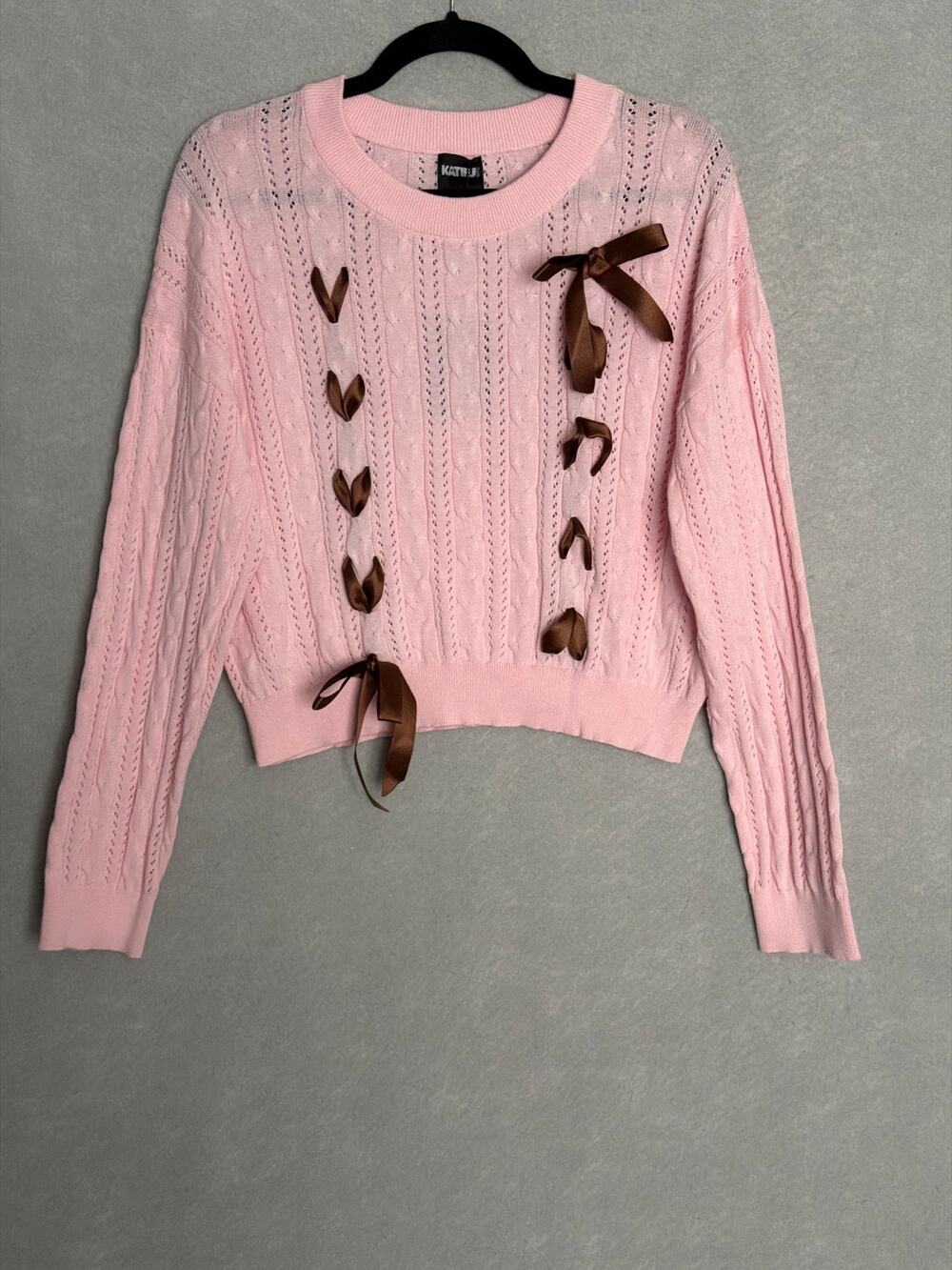 KatieJNYC Libby Sweater Long Sleeve Crew Neck Pink Junior Girls X-Small NEW